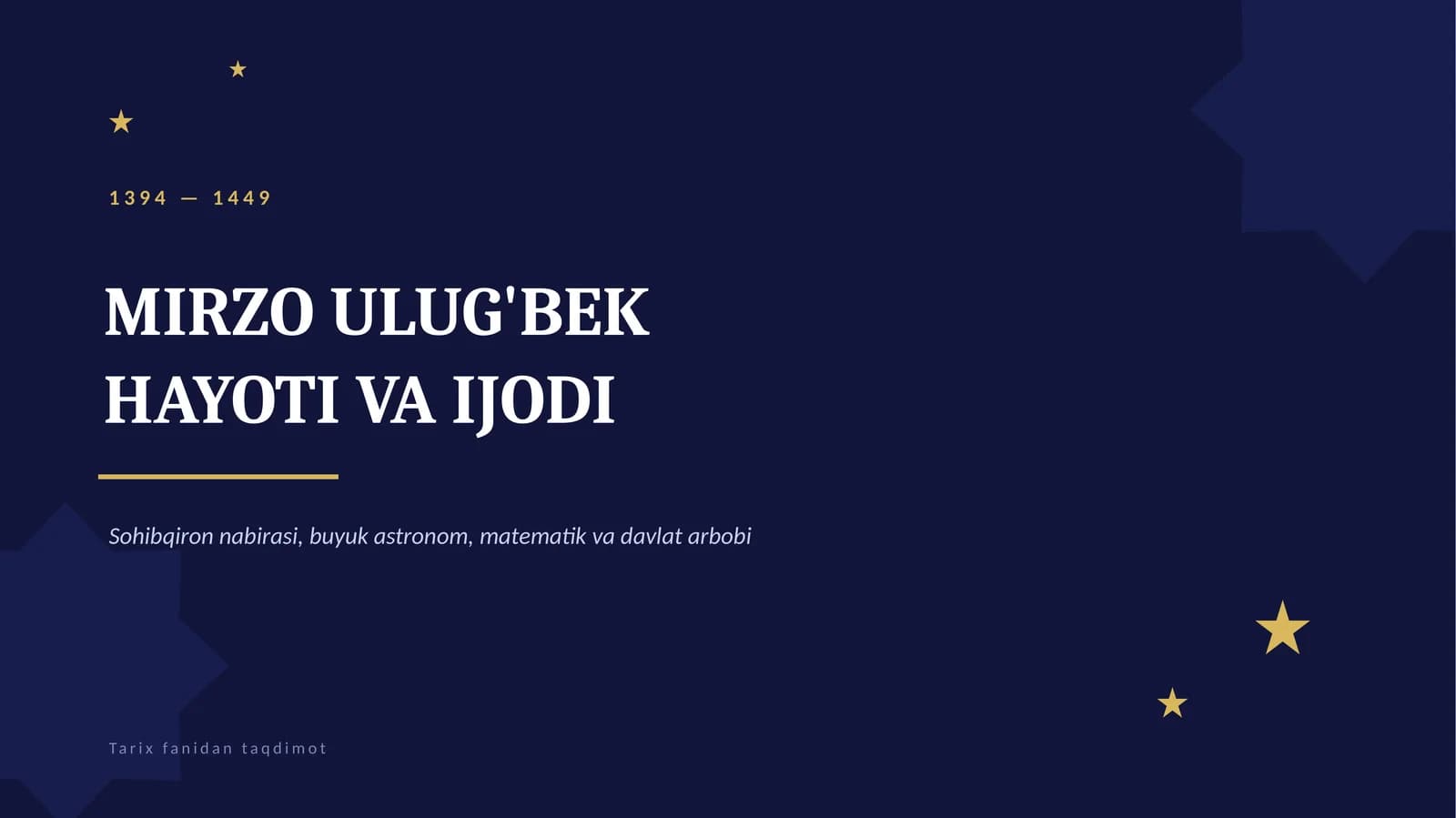 tarix fanidan taqdimot