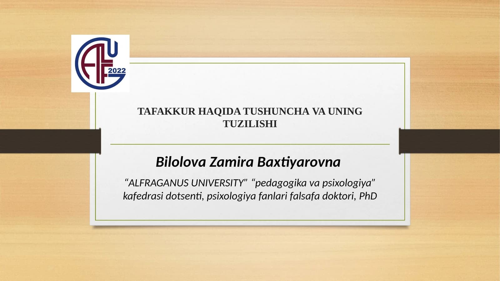 TAFAKKUR HAQIDA TUSHUNCHA VA UNING TUZILISHI