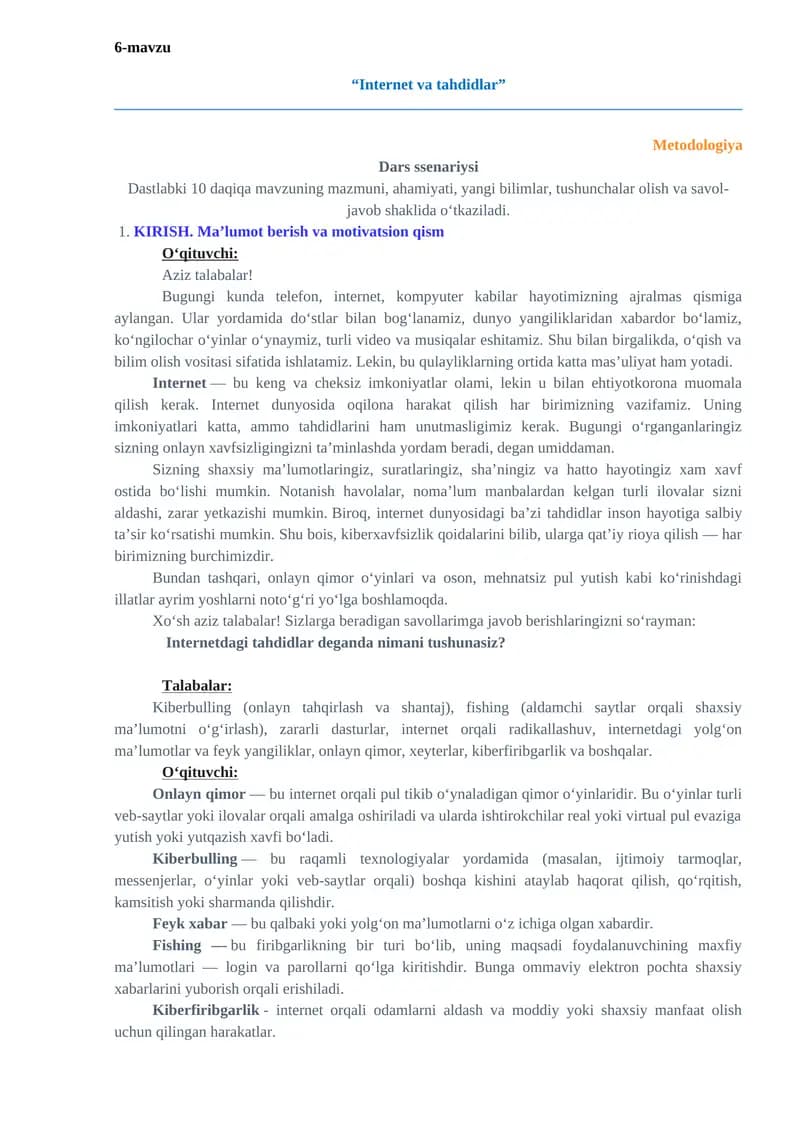 Internet va tahdidlar