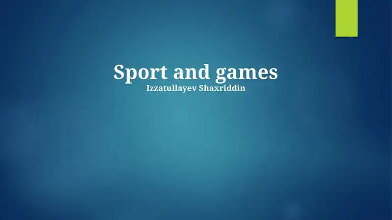 Sport and games