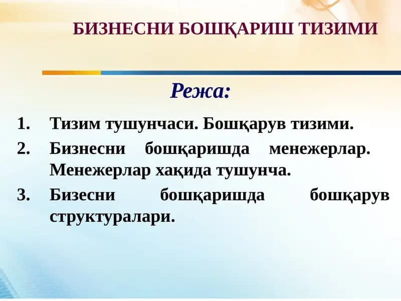Бизнесни бошқариш тизими