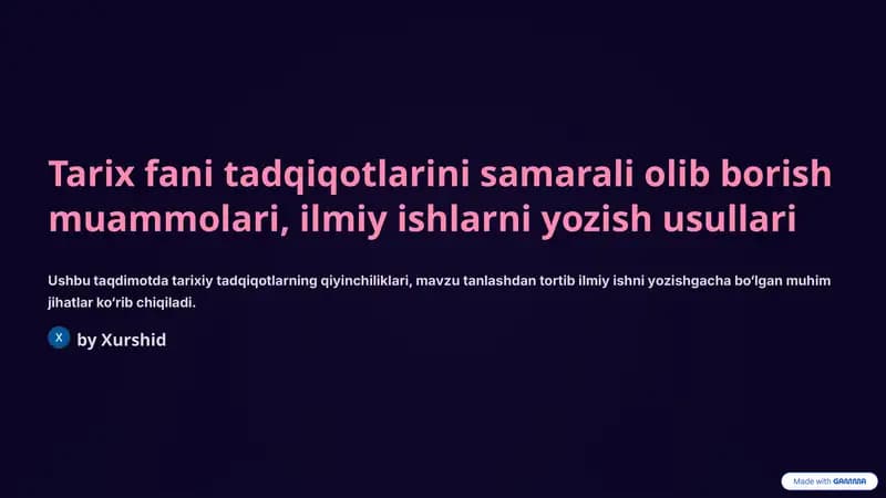 Tarix fani nazariy asoslari