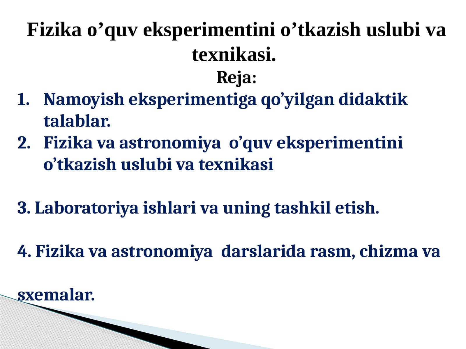 Fizikavaastronomiyao’quveksperimentinio’tkazishuslubivatexnikasi