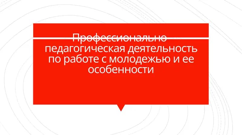Профессионально-педагогическая деятельность по работе с молодежью
