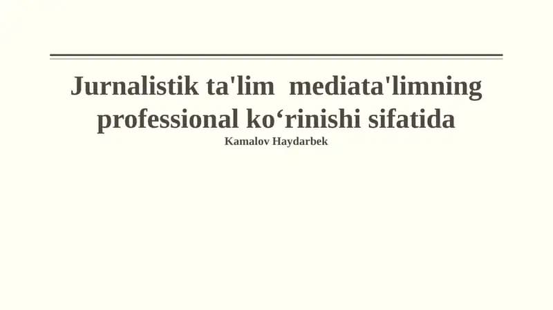 Jurnalistika ta'limi