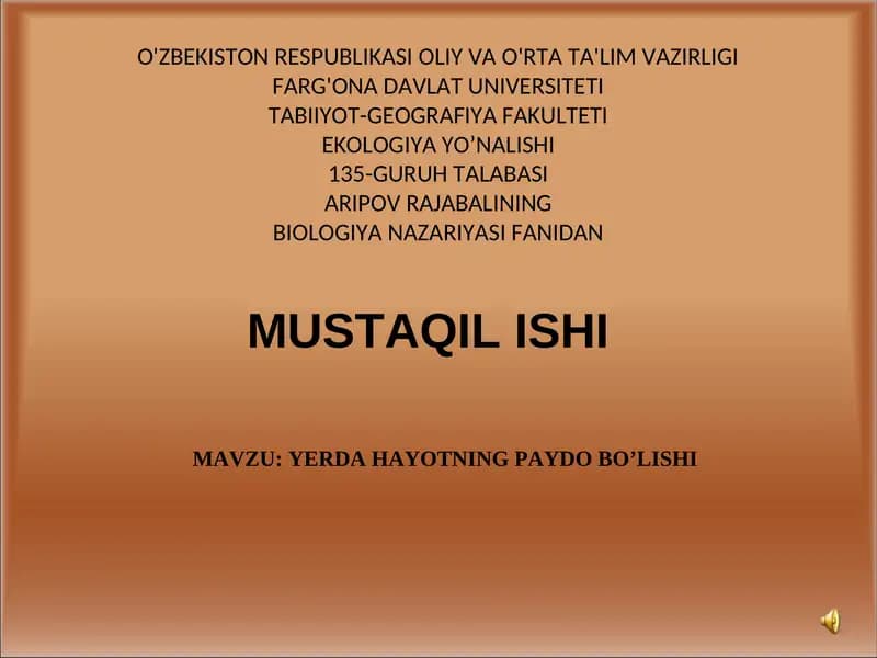 Yerda hayotning paydo bo'lishi