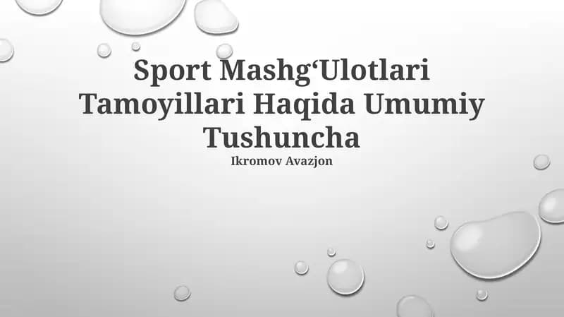 Sport Mashg‘Ulotlari Tamoyillari Haqida Umumiy Tushuncha