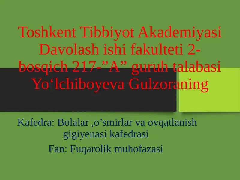 OMMAVIY QIRG’IN QUROLLARINING TASNIFI