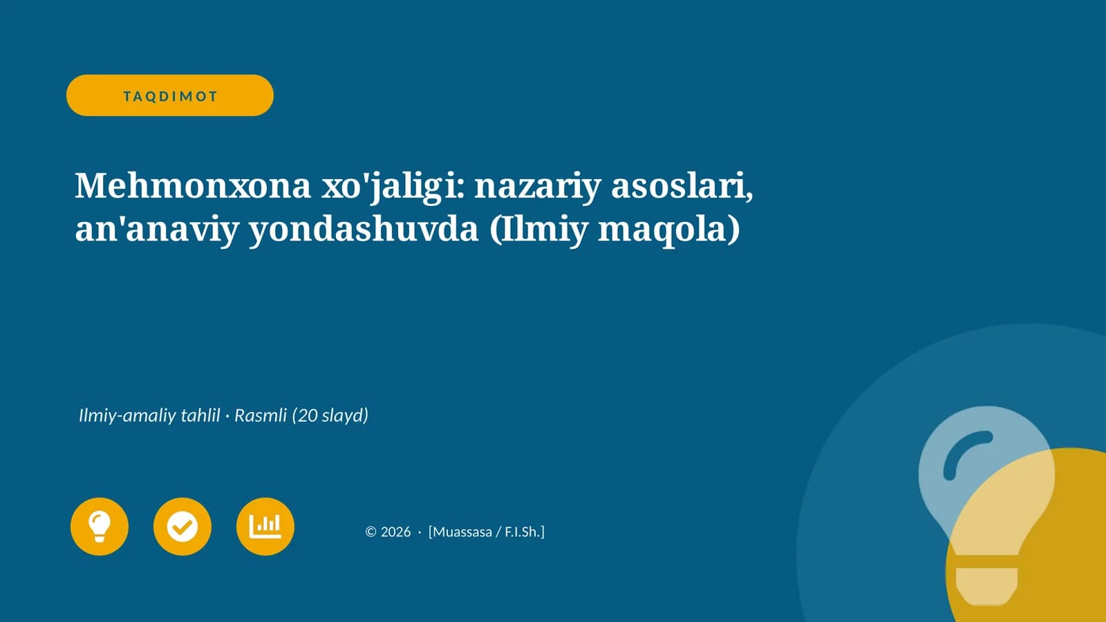 Mehmonxona xo'jaligi: nazariy asoslari, an'anaviy yondashuvda (Ilmiy maqola)