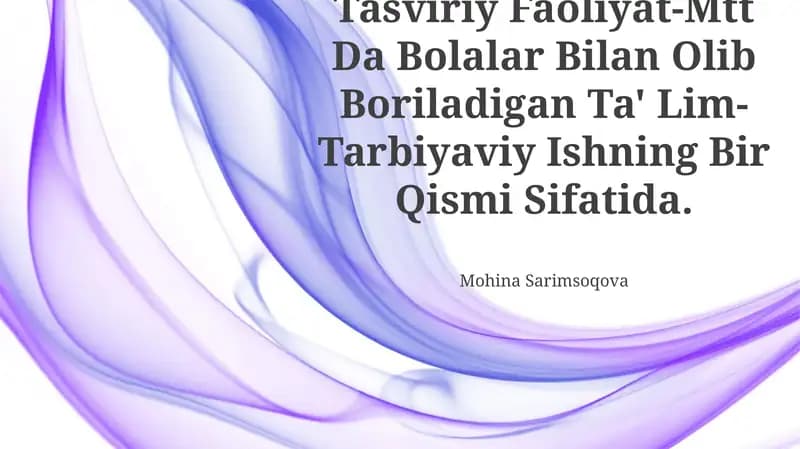 Tasviriy Faoliyat-Mtt Da Bolalar Bilan Olib Boriladigan Ta' Lim- Tarbiyaviy Ishning Bir Qismi Sifatida