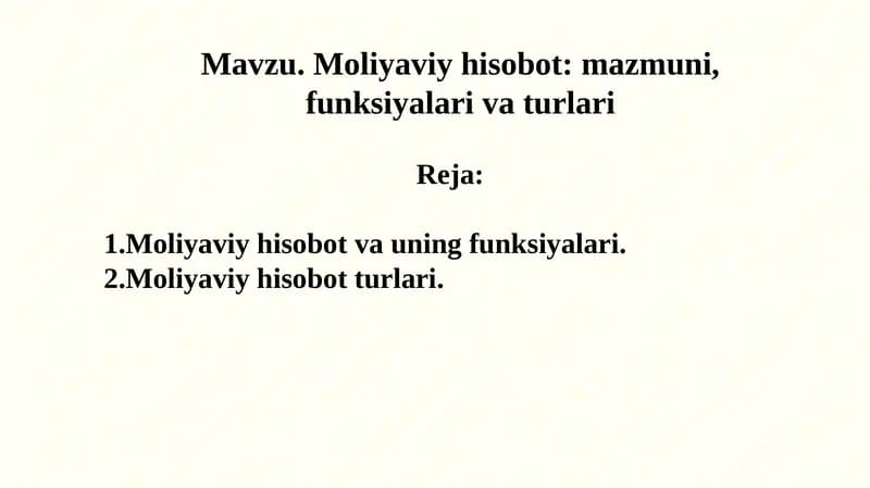 Moliyaviy hisobotning funksiyalari