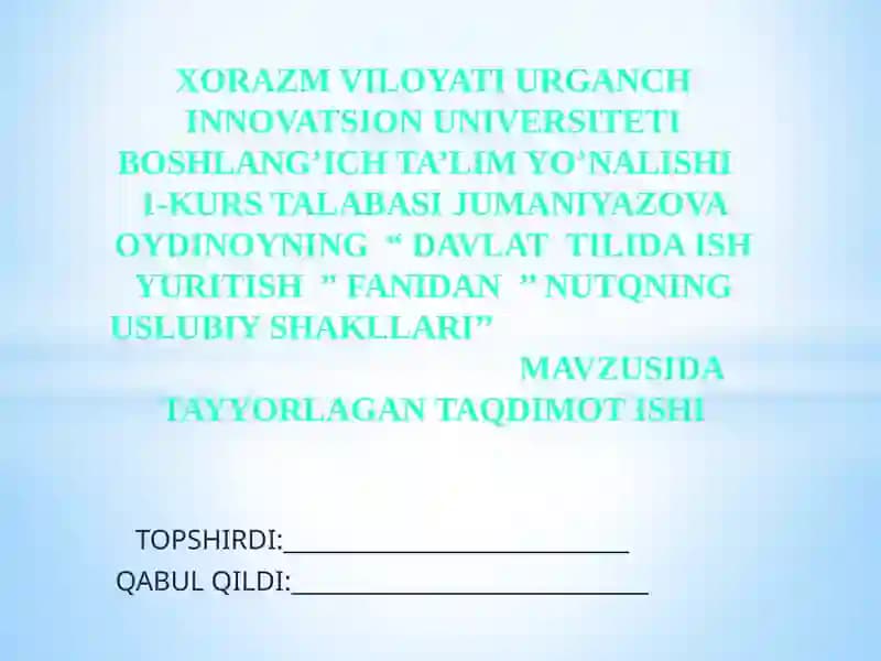NUTQNING USLUBIY SHAKLLARI