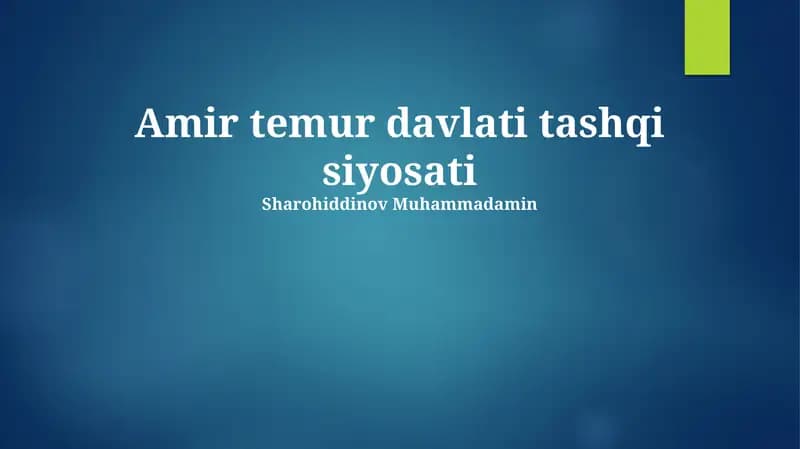 Temuriylar davlati tashqi siyosati