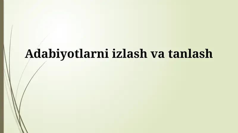 Adabiyotlarni izlashvatanlash