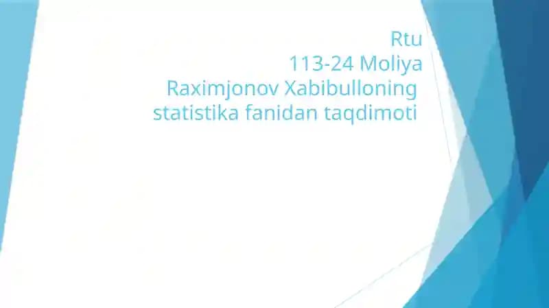 Aholini statistik o’rganish