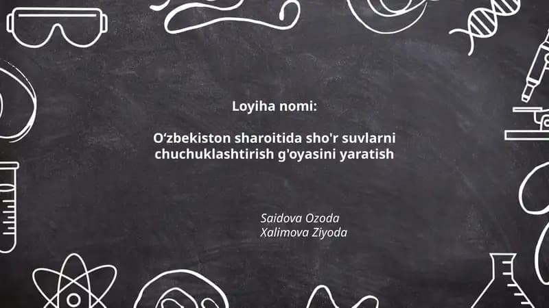 Oʻzbekiston sharoitida sho'r suvlarni chuchuklashtirish g'oyasini yaratish