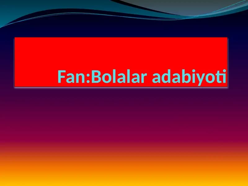 Mavzu:Kenja botir va Semurg’