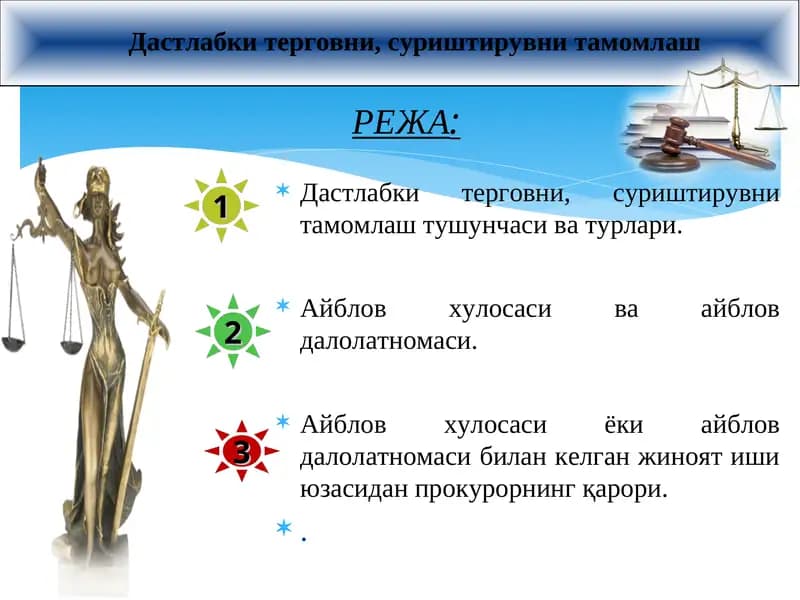 Дастлабки терговни, суриштирувни тамомлаш