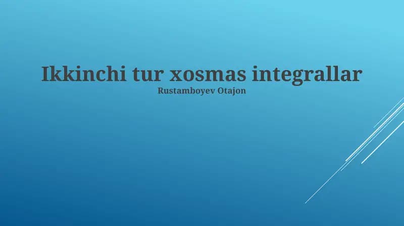 Ikkinchi tur xosmas integrallar
