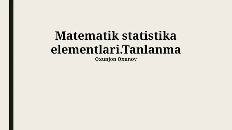 Namuna olish tushunchasi