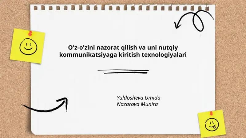 O'z-o'zini nazorat qilish va uni nutqiy kommunikatsiyaga kiritish texnologiyalari