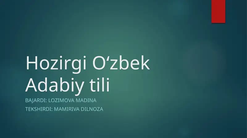 Oʻzbek Adabiy tili