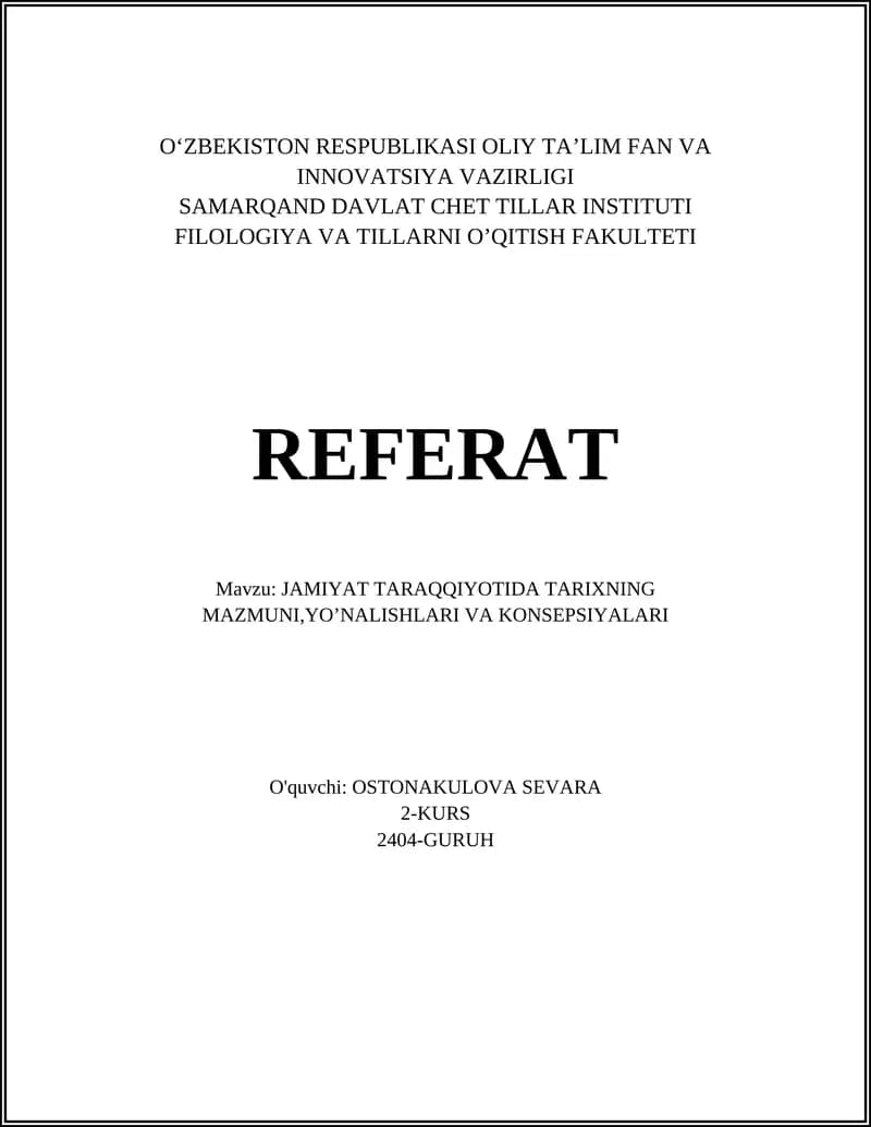 Tarixning jamiyat taraqqiyotida mazmuni