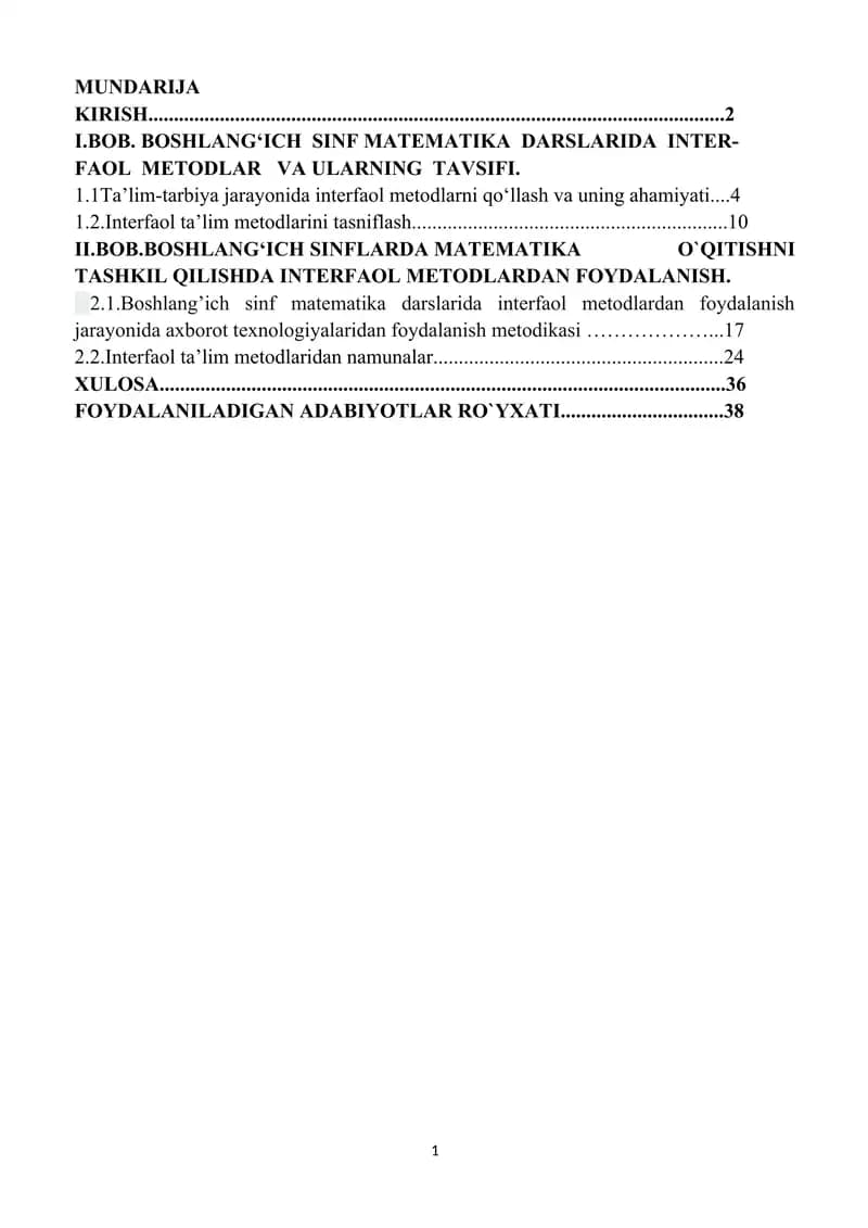 Matematika Interfaol Ta'lim Metodlari
