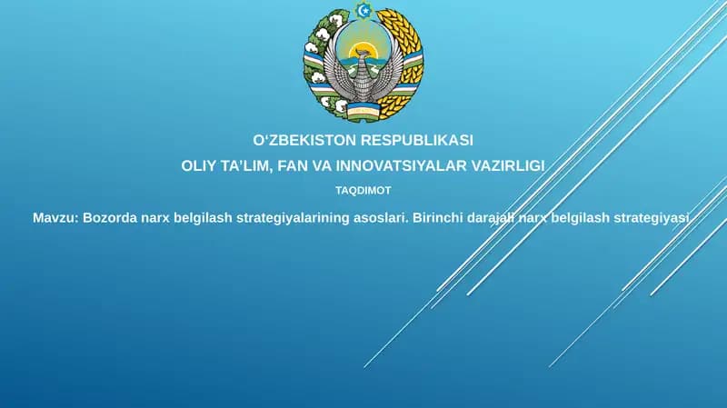 Bozordanarxbelgilashstrategiyalariningasoslari.Birinchidarajalinarxbelgilashstrategiyasi