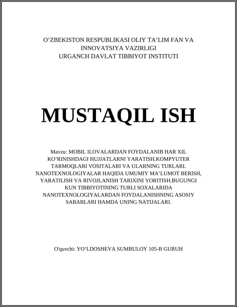 Mobil Ilovalardan Foydalanib Har Xil Ko’rinishdagi HujjatLarni Yaratish