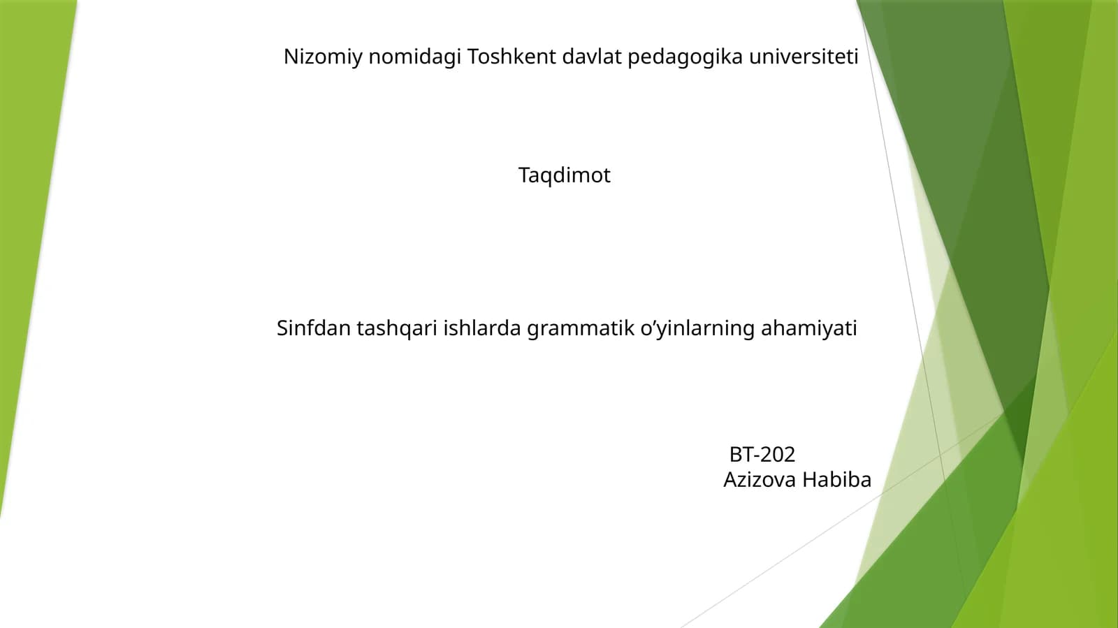 Sinfdan tashqari ishlarda grammatik o’yinlarning ahamiyati