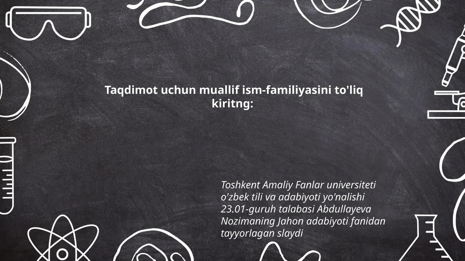 Jahon Adabiyoti fanidan Tayyorlangan Slayd