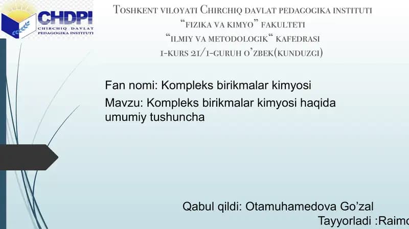 Kompleks birikmalar kimyosi