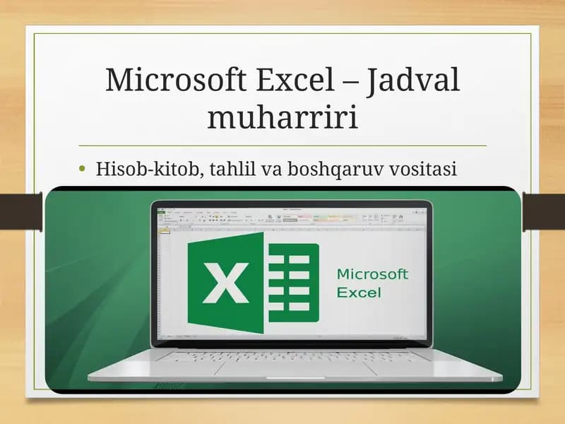 Microsoft Excel haqida umumiy ma'lumot