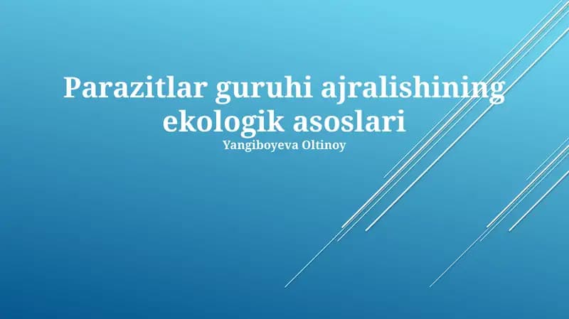 Parazitlar guruhi ajralishining ekologik asoslari