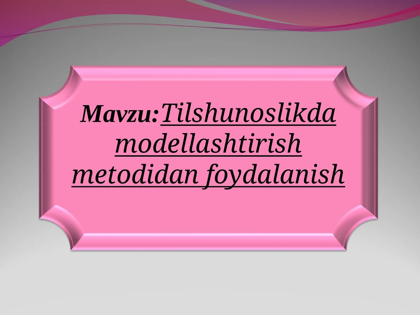 Tilshunoslikda modellashtirish metodidan foydalanish