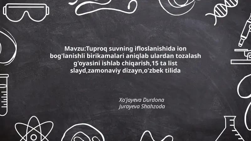 Tuproq suvning ifloslanishida ion bog'lanishli birikamalari aniqlash