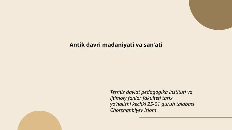 Antik davri madaniyati va sanʼati