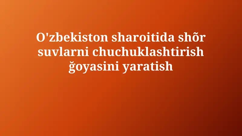 Shoʻr suvni chuchuklashtirish