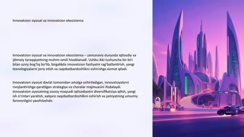 Innovatsion siyosat va innovatsion ekosistema