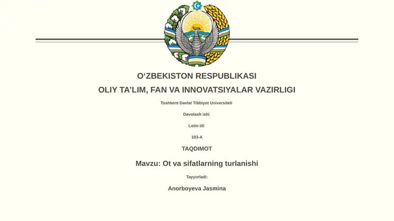 Ot va sifatlarning turlanishi