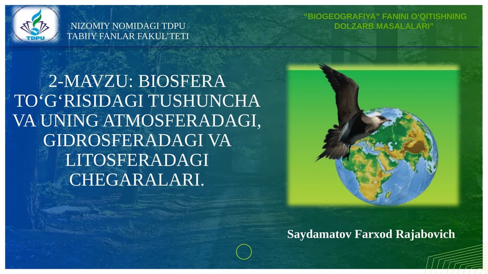 Biosfera to‘g‘risidagi tushuncha va uning atmosferadagi, gidrosferadagi va litosferadagi chegaralari
