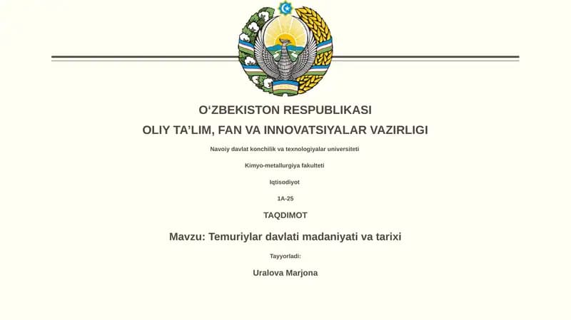 Temuriylar davlati madaniyati va tarixi