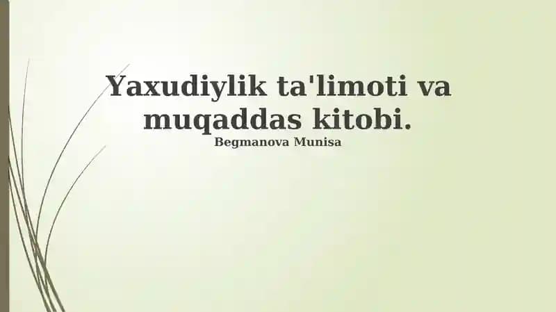 Yahudiylik ta'limoti va muqaddas kitobi