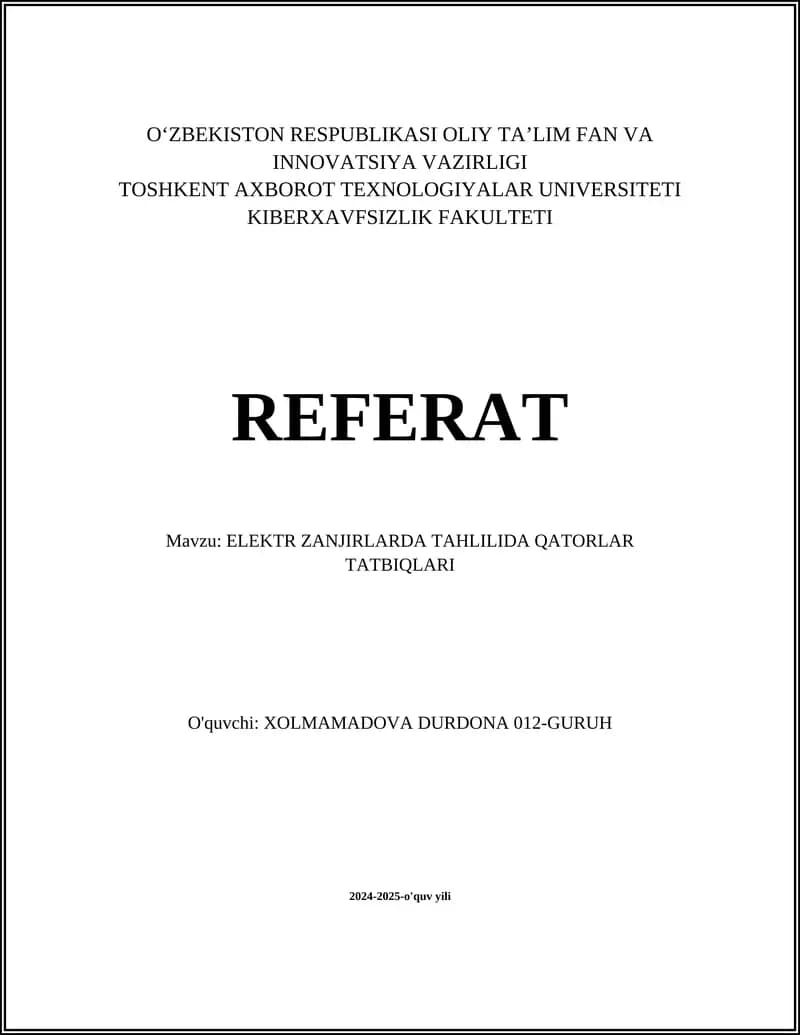 Elektr zanjirlarda tahlil