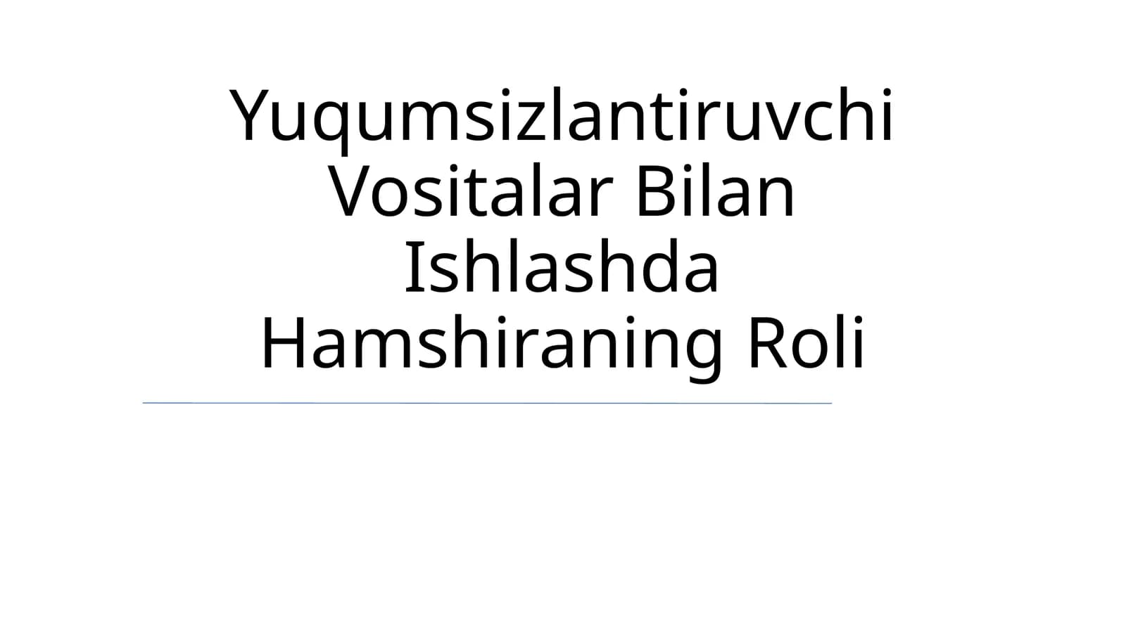 Yuqumsizlantiruvchi Vositalar Bilan Ishlashda Hamshiraning Roli