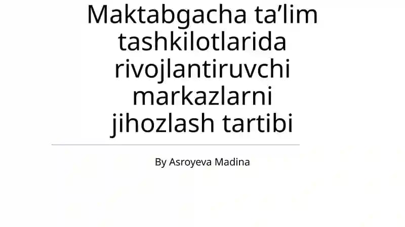 Rivojlanish Markazi Dizayni va Joylashuvi