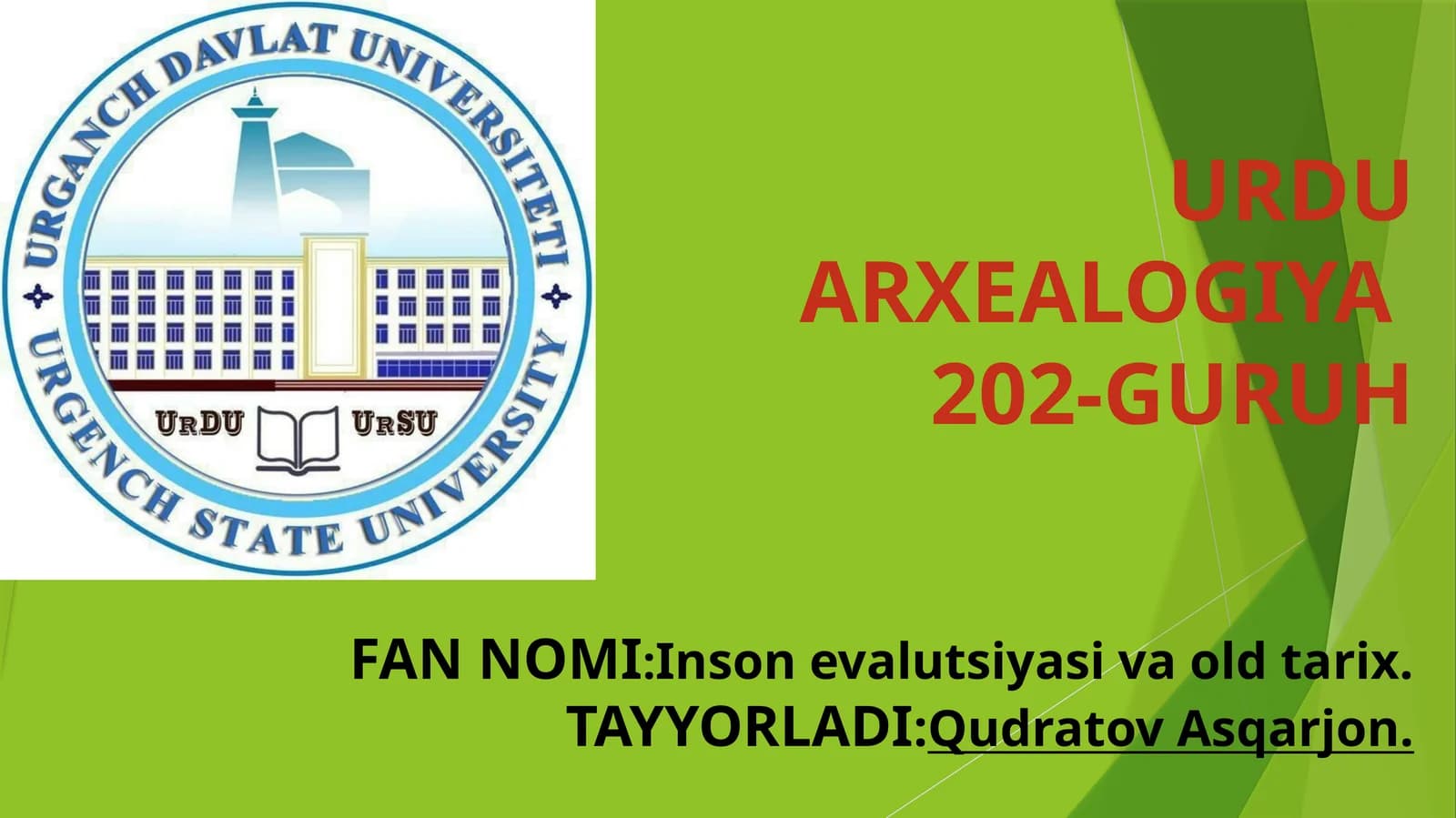 Inson evalutsiyasi va old tarix