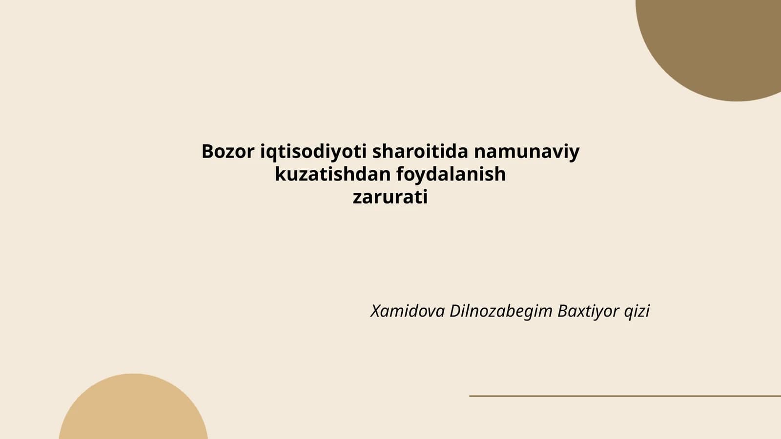 Bozor iqtisodiyoti sharoitida namunaviy kuzatishdan foydalanish zarurati