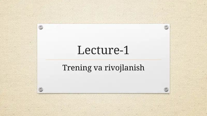 Trening va rivojlanish
